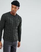 Asos Quilted Sweater In Khaki - Green