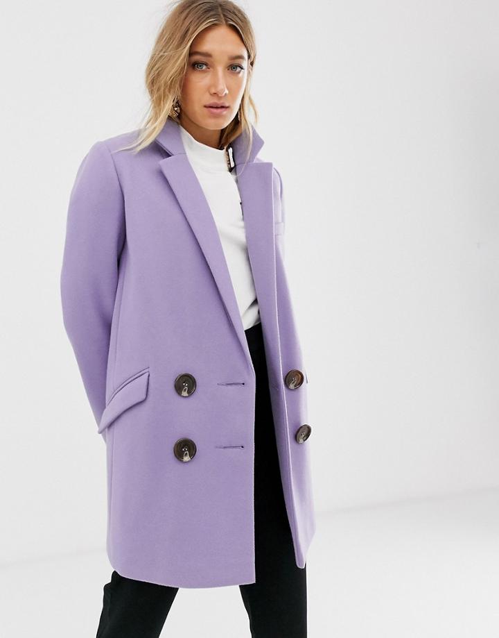 Asos Design Double Breasted Coat-beige