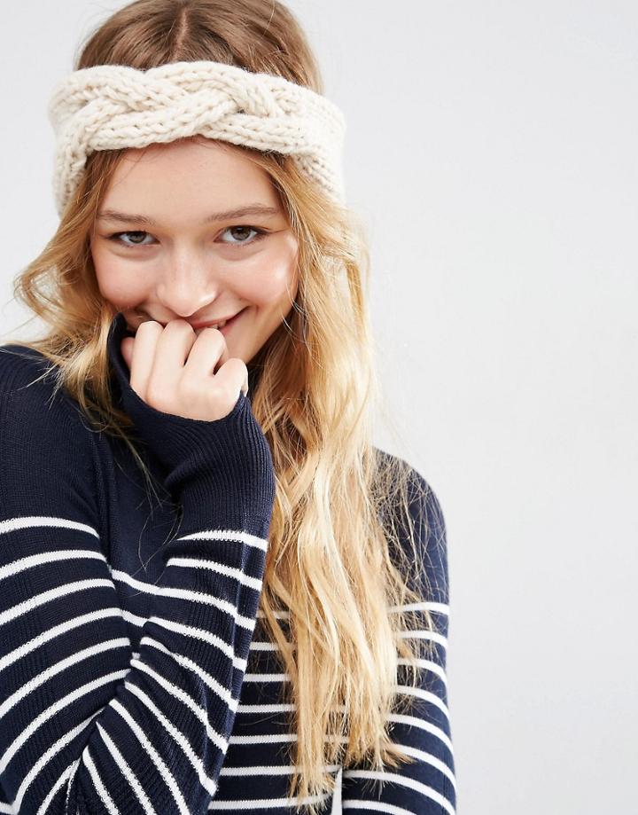 Asos Chunky Headband With Braid Front - Cream
