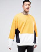 Asos Oversized Cut & Sew Sweatshirt In Yellow - Multi