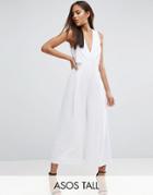 Asos Tall Jumpsuit With Origami Detail And Culotte Leg - White