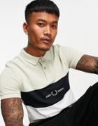Fred Perry Embroidered Panel Polo Shirt In Cream-white