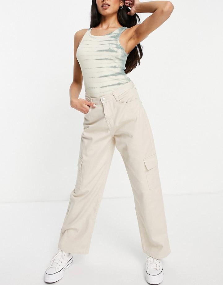 Urban Bliss Wide Leg Pocket Detail Pant In Ecru-neutral