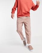 Asos Design Wide Fit Chinos With Pleats In Pink