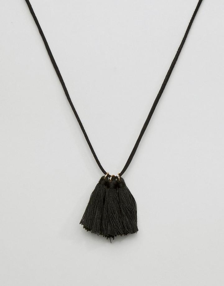 Asos Necklace With Tassles In Black - Black