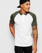 Asos Jersey Polo With Contrast Sleeves In Off White - Off White