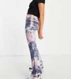 Asos Design Petite Kick Flare Pant In Dark Tie Dye-multi