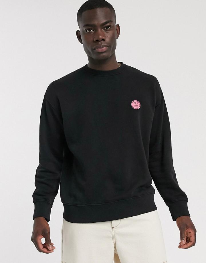 Nudie Jeans Lukas Badge Logo Sweatshirt In Black