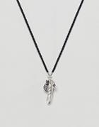 Icon Brand Black Necklace With Burnished Silver Charms - Green