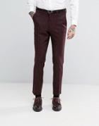 Asos Skinny Suit Pant In Herringbone - Red