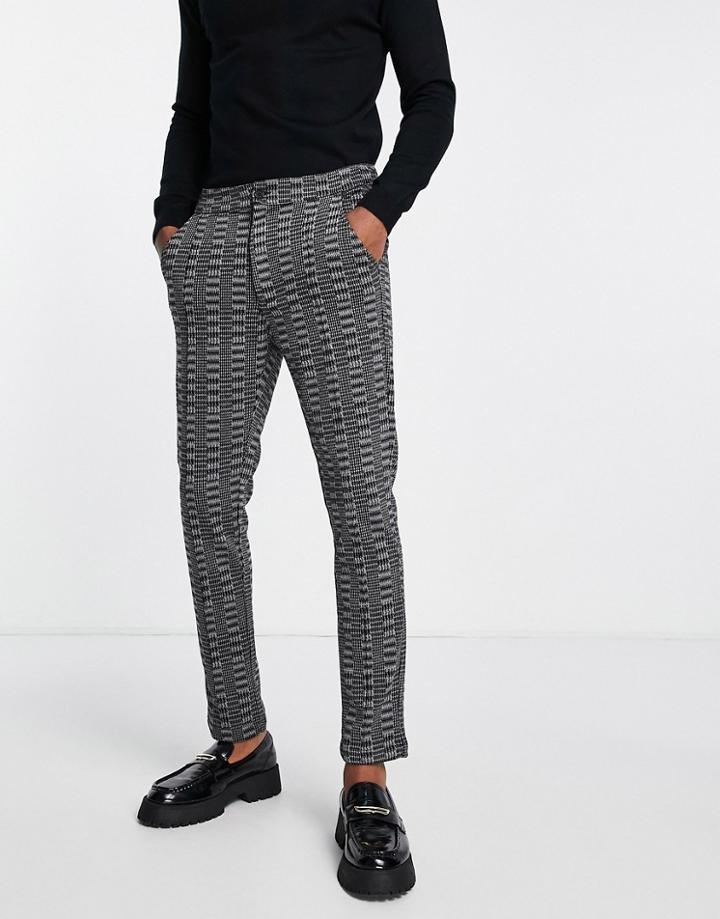Bolongaro Trevor Prince Of Wales Check Pintuck Elasticated Pants-gray