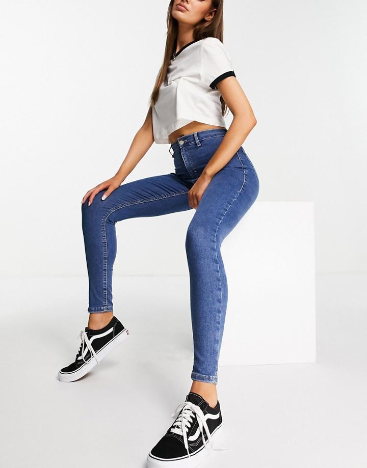 Topshop Joni Skinny Jeans In Mid Wash-blues