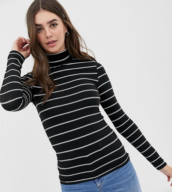 Asos Design Tall Turtleneck Long Sleeve Top In Stripe - Multi
