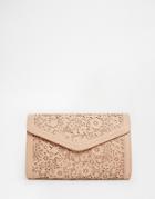 Asos Envelope Clutch Bag With Cut Out - Nude