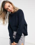 Asos Design Oversized Sweater With Crew Neck In Navy