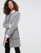 Helene Berman Wool Blend Edge To Edge Jacket With Fringing - Gray