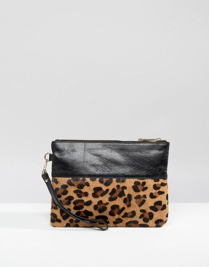 Oasis Leather Patch Detail Clutch Bag - Multi