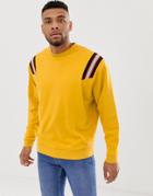 Asos Design Oversized Sweatshirt With Stripe Taping In Yellow
