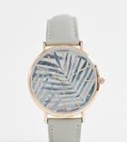 Reclaimed Vintage Inspired Palm Print Gray Leather Watch Exclsuive To Asos - Gray
