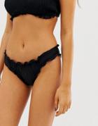 Pour Moi Free Spirit Frill Bikini Bottom In Black - Black