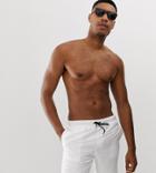 Asos Design Tall Swim Shorts In White Mid Length - White
