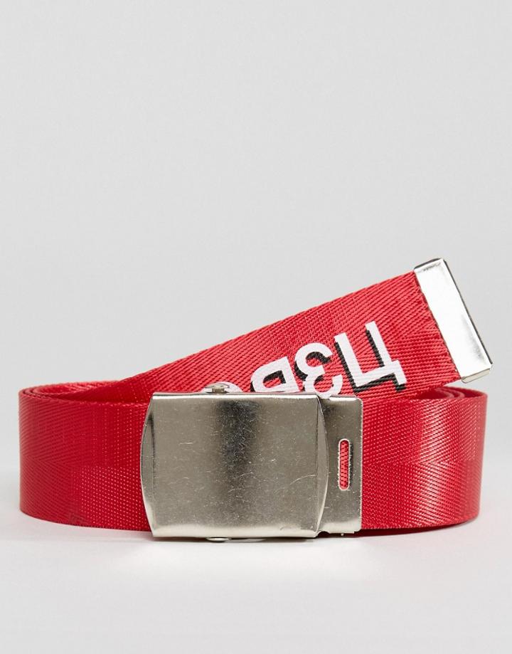 Granted Webbing Belt In Red With Russian Print - Red