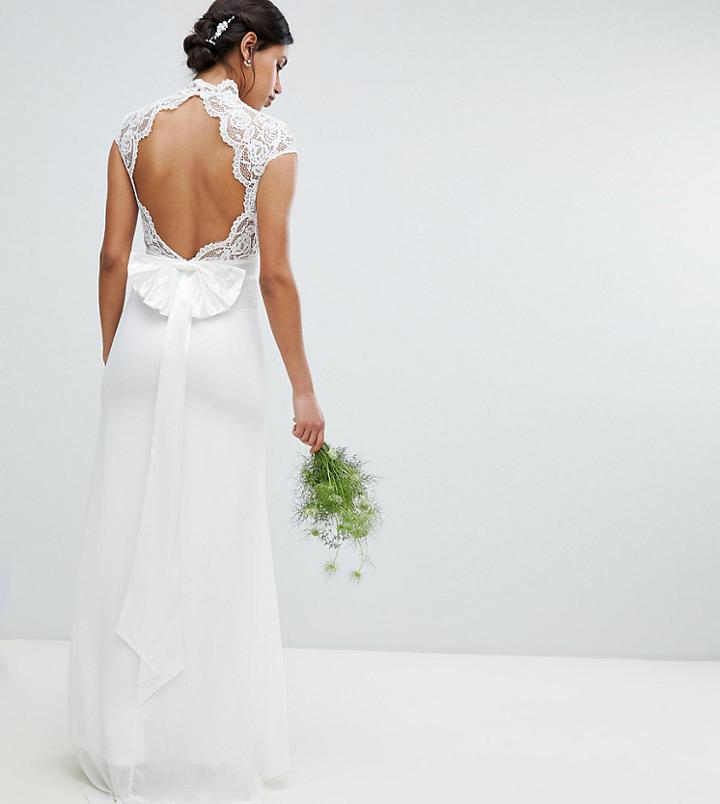 Tfnc Bridal Maxi Bridal Dress With Scalloped Lace And Open Back - White