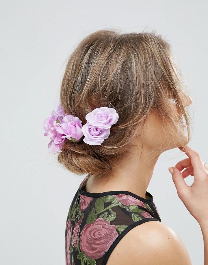 Asos Statement Lily Rose Back Hair Clips - Purple