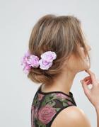 Asos Statement Lily Rose Back Hair Clips - Purple