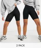 Asos Design 2-pack Basic Legging Shorts In Black