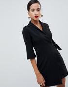 Asos Design Mini Wrap Blazer Dress-black