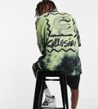 Collusion Oversized Pique Shirt In Tie-dye With Print Set-green