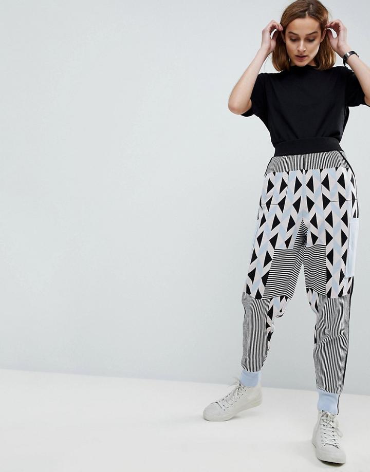 Asos White Knitted Co-ord Jogger In Geo Print - Multi
