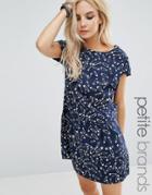 Noisy May Petite Tea Dress In Safety Pin Print - Navy