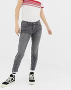Lee Scarlett Mid Rise Raw Hem Skinny Jeans - Gray
