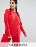 Daisy Street Plus Co-ord Sweatshirt With Poppers - Red