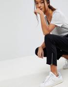 Asos Tapered Twill Jogger With Zip Ankle - Black
