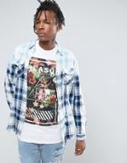 Reason Checked Shirt In Dip Dye Reg Fit - White