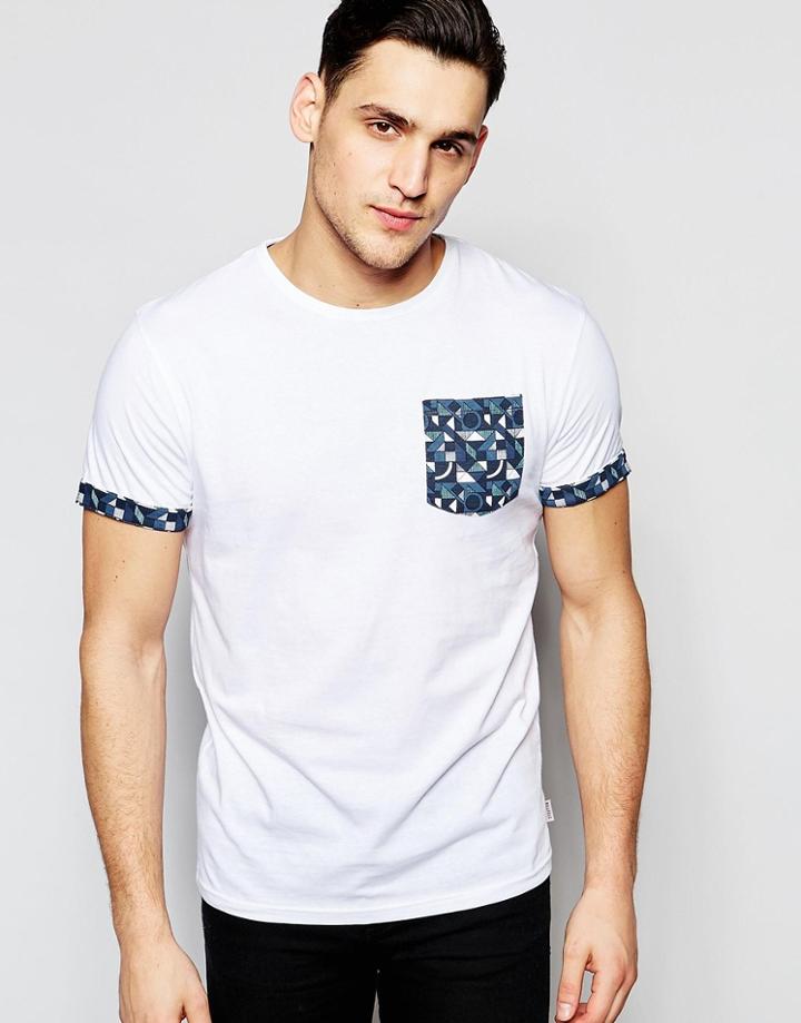 Bellfield T-shirt With Geometric Print Pocket - White