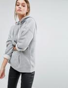 New Look Seam Detail Hooded Sweat Top - Gray