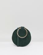 Miss Selfridge Circle Across Body Bag With Metal Grab Handle In Green - Green