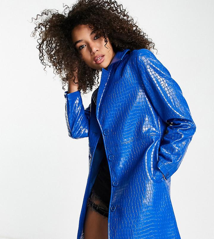 Reclaimed Vintage Inspired Croc Jacket In Blue
