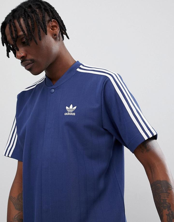 Adidas Originals Nova Retro Soccer T-shirt In Navy Ce4803 - Navy
