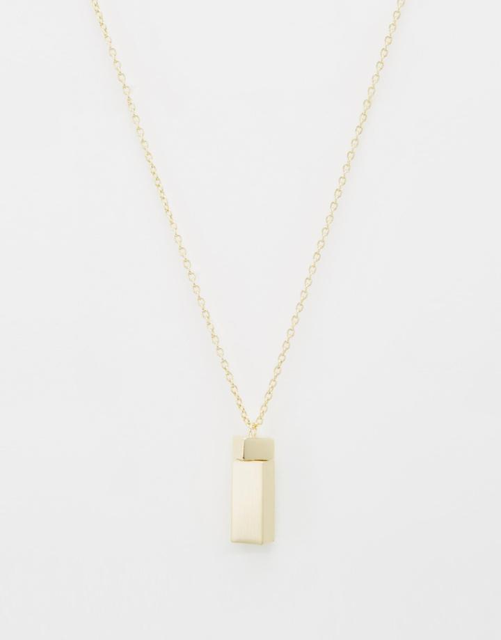 Asos Geometric Necklace In Shiny And Brushed Gold - Gold