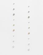 Asos Design Pack Of 9 Earrings With Mixed Studs In Gold Tone