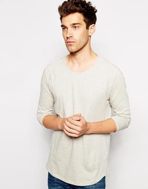 Nudie 3/4 Sleeve Top Backbone - Greymelange