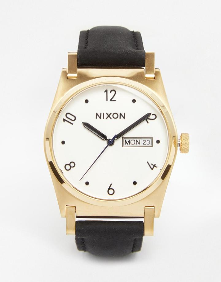 Nixon Jane Leather Gold Watch - Black