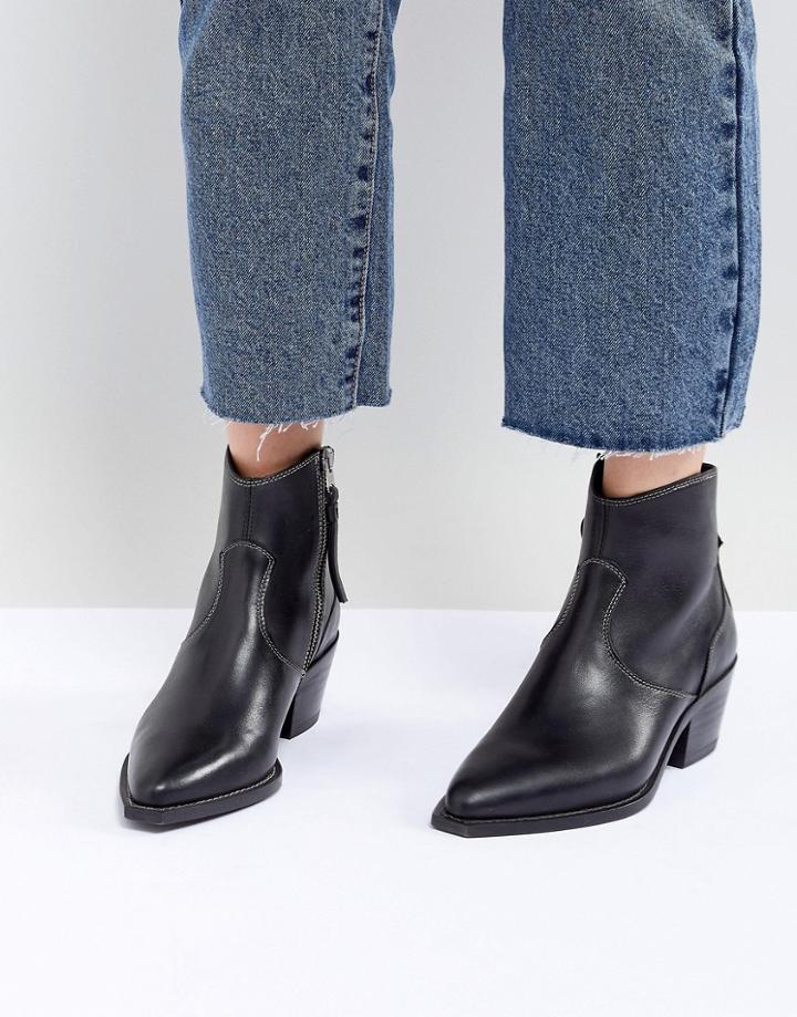 Allsaints Stitch Detail Western Boot - Black