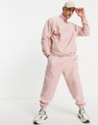 Asos Design Oversized Sweatpants In Pink Fleece - Part Of A Set