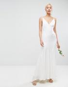 Asos Bridal Cami Maxi Dress With Paneled Seam Details - White